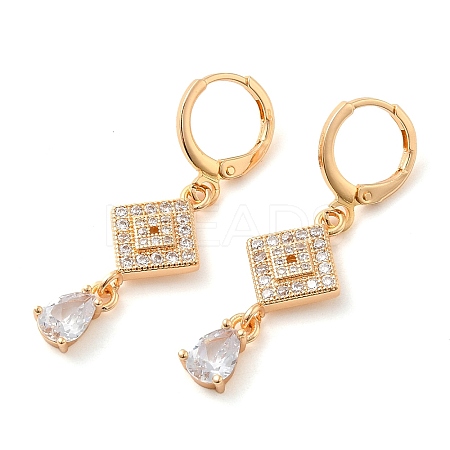 Rack Plating Golden Brass Dangle Leverback Earrings EJEW-B037-15G-1
