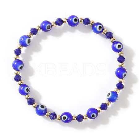 Glass Evil Eye Beaded Stretch Bracelets for Women Men VP6778-10-1
