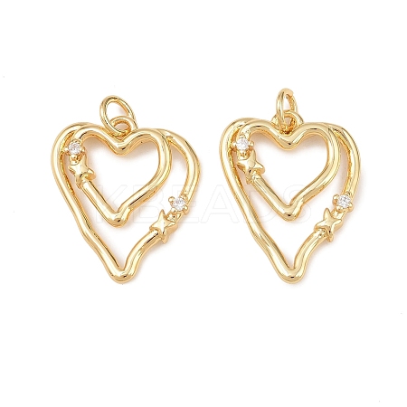 Brass Micro Pave Clear Cubic Zirconia Pendants KK-G544-05G-03-1
