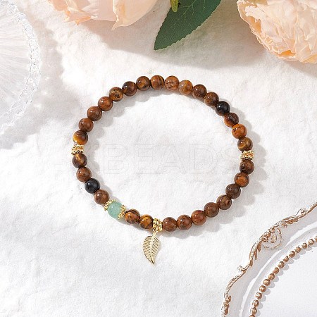 Natural Tiger Eye Stretch Bracelets BJEW-JB11962-01-1