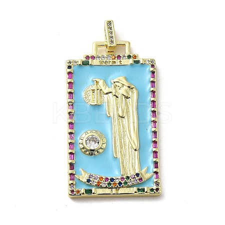 Brass Micro Pave Cubic Zirconia Pendants with Enamel KK-H458-03G-11-1