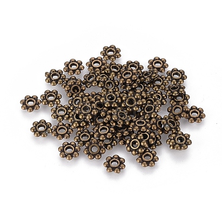 Tibetan Style Daisy Spacer Beads TIBEB-S039-048AB-RS-1