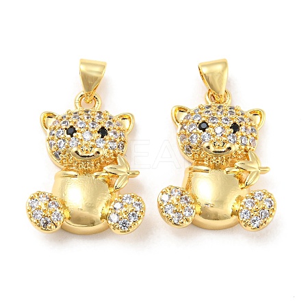 Rack Plating Brass Micro Pave Cubic Zirconia Pendants KK-F861-06G-1