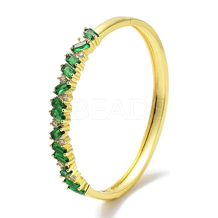 Brass Pave Clear Cubic Zirconia Hinged Bangles BJEW-Z061-06A-1
