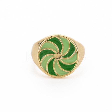 Rack Plating Light Gold Alloy Enamel Wide Band Rings RJEW-Q163-003-RS-1