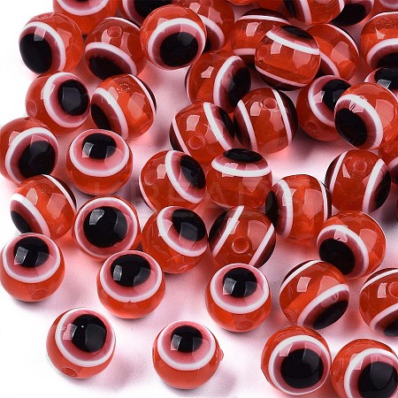 Round Evil Eye Resin Beads LS-RESI-R159-10mm-05-1