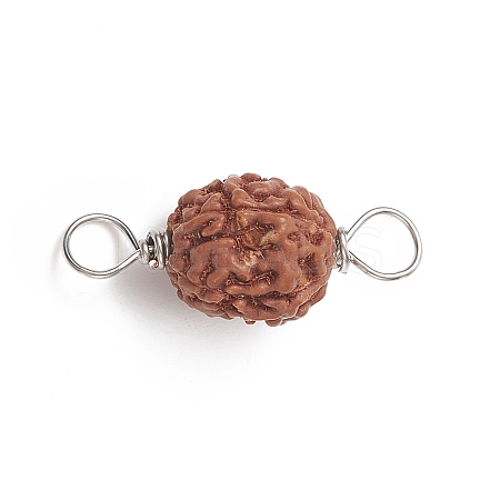 Round Natural Wood Connector Charms PALLOY-JF01994-02-1