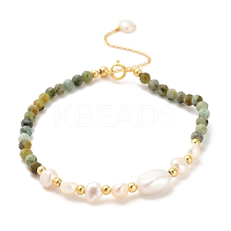 Natural Turquoise Bead Bracelets BJEW-E098-12G-1
