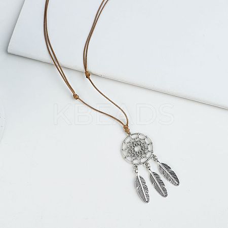 Boho Alloy Pendant Adjustable Cord Necklaces for Women WG6DA09-06-1