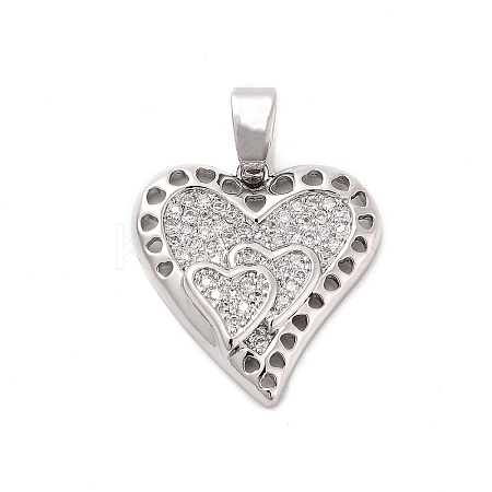 Rack Plating Brass Micro Pave Cubic Zirconia Pendants KK-M082-03P-1