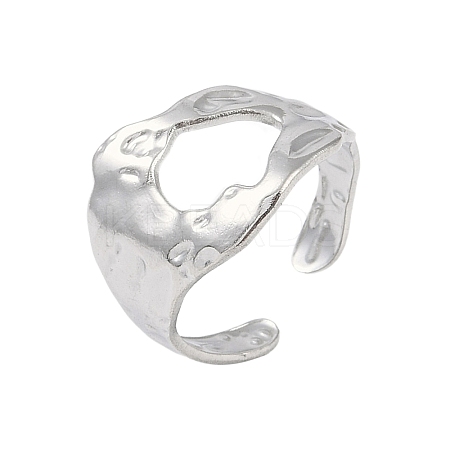 Non-Tarnish 304 Stainless Steel Textured Open Cuff Rings RJEW-C095-08A-P-1