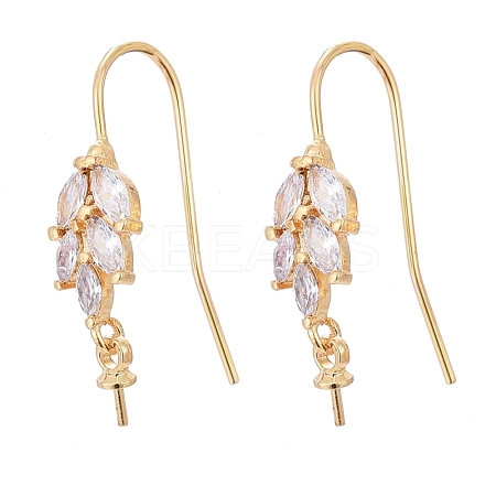 Brass Micro Pave Cubic Zirconia Earring Hooks KK-K244-40G-1