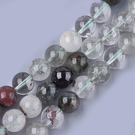 Natural Green Lodolite Quartz/Garden Quartz Beads Strands G-S333-4mm-036-1