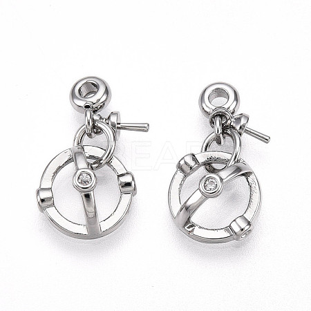 Brass Micro Pave Cubic Zirconia Peg Bails Pendants KK-U056-56P-1