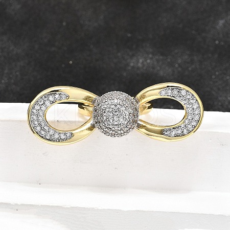 Brass Micro Pave Clear Cubic Zirconia Cuff Rings for Women RJEW-U051-01A-G-1