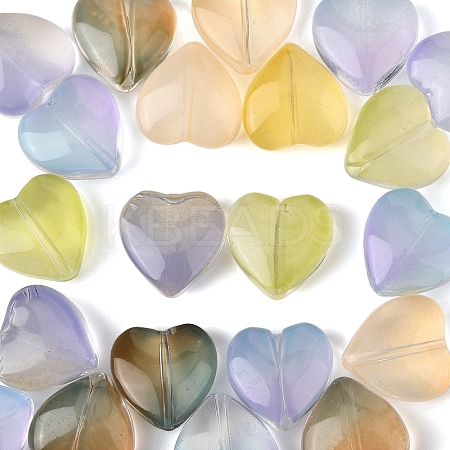 20Pcs Gradient Color Baking Paint Transparent Glass Beads GLAA-YW0004-80-1