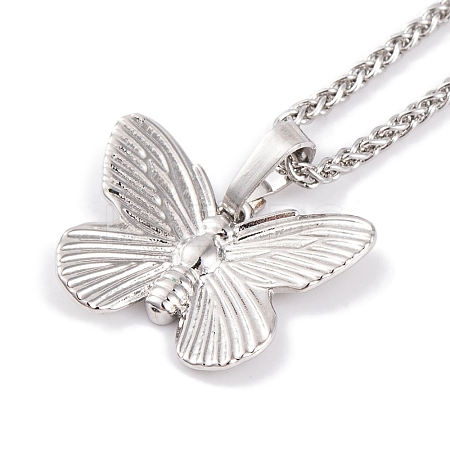 Butterfly Rack Plating Brass Pendant Necklaces NJEW-S423-01P-1