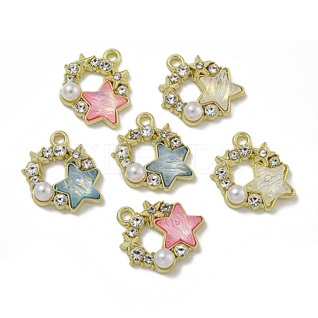 Rack Plating Alloy Rhinestone Pendants PALLOY-F312-03G-1