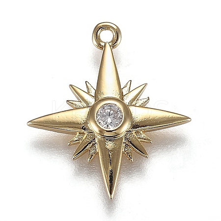 Eco-Friendly Brass Micro Pave Clear Cubic Zirconia Pendants ZIRC-H106-02G-1