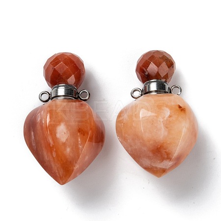 Faceted Natural Topaz Jade Openable Perfume Bottle Pendants G-P435-A-06P-1