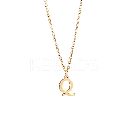 304 Stainless Steel Letter Pendant Necklaces NJEW-LP0001-53Q-G-1