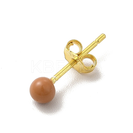 Enamel Round Ball Stud Earrings LS-EJEW-C020-01G-05-1