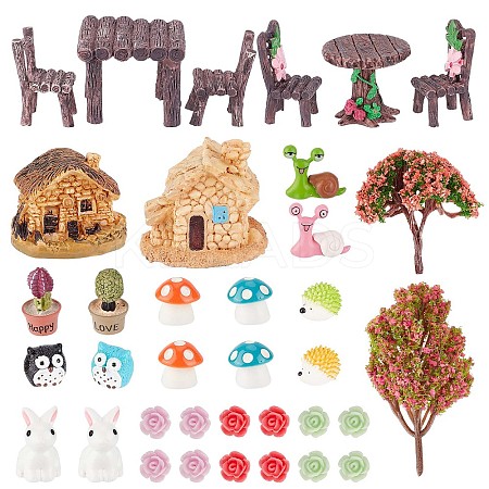 Resin Succulent Micro Landscape Dollhouse Ornaments DJEW-GF0001-58-1