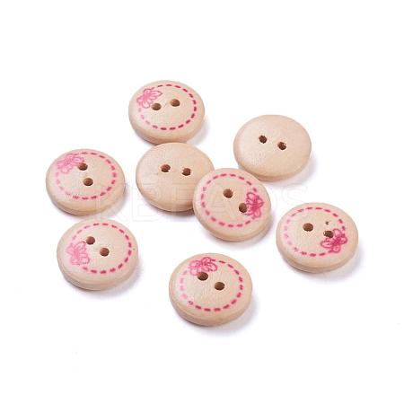 Painted Butterfly Wood Buttons with 2-Hole NNA0Z5W-1
