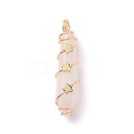 Natural Rose Quartz Pointed Pendants PALLOY-JF01703-02-1