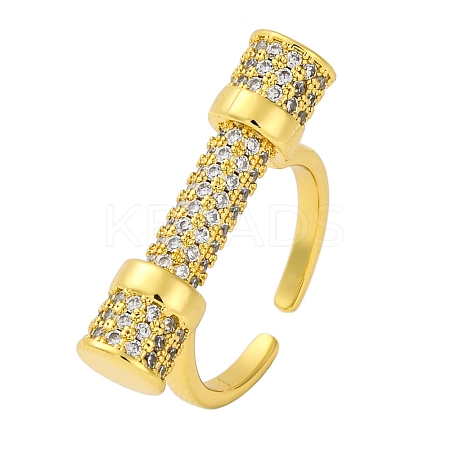 Rack Plating Brass Micro Pave Cubic Zirconia Cuff Rings for Women KK-M021-02G-01-1