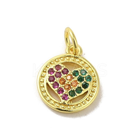 Real 18K Gold Plated Brass Pave Cubic Zirconia Pendants KK-M283-08A-02-1