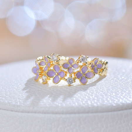 Brass Pave Cubic Zirconia and Enamel Cuff Rings FS-WGD0ACD-05-1