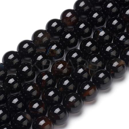 Natural Black Agate Beads Strands X-G-L555-04-8mm-1