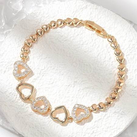 Brass Micro Pave Cubic Zirconia Link Chain Bracelets KK-R217-47G-1