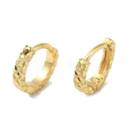 Textured Ring Brass Huggie Hoop Earrings for Women EJEW-C097-06C-G-1