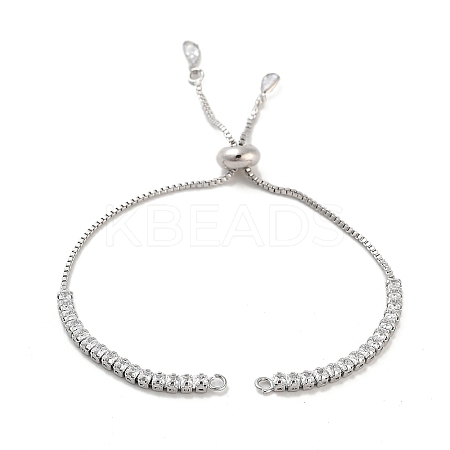 Brass Pave Clear Cubic Zirconia Square Slider Bracelet Making BJEW-U005-02P-1