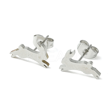 Non-Tarnish Cute Little Animal Theme 304 Stainless Steel Stud Earrings LS-EJEW-B041-02F-P-1