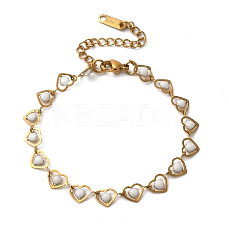 304 Stainless Steel Heart Link Bracelets for Women LS-BJEW-C076-02A-03-1