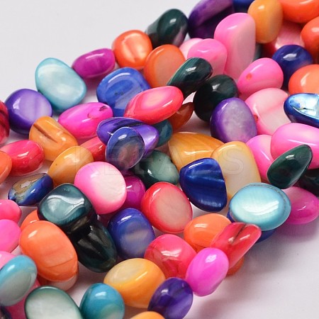 Dyed Natural Shell Chip Bead Strands G-L444-10-1