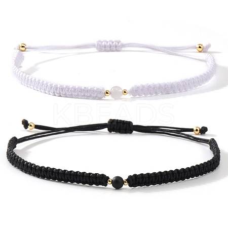 2Pcs Adjustable Valentine's Day Couple Braided Bracelet Sets BJ0894-1-1
