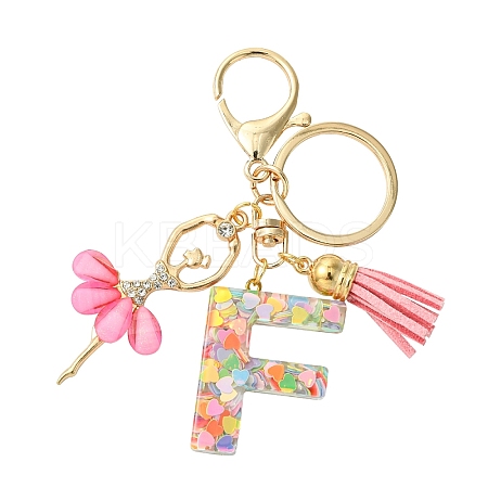 Letter A~Z Transparent Glitter Resin Pendant Keychains KEYC-FZ00024-06-1