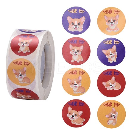Flat Round Paper Thank You Stickers LS-DIY-C042-12F-1