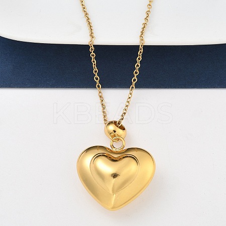 201 Stainless Steel Love Heart Pendant Necklaces for Women NJEW-Z069-01G-02-1