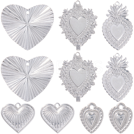 12Pcs 6 Styles 304 & 201 Stainless Steel Pendants STAS-SC0010-06-1
