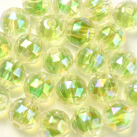 Two Tone UV Plating Rainbow Iridescent Acrylic Beads TACR-D010-06C-1