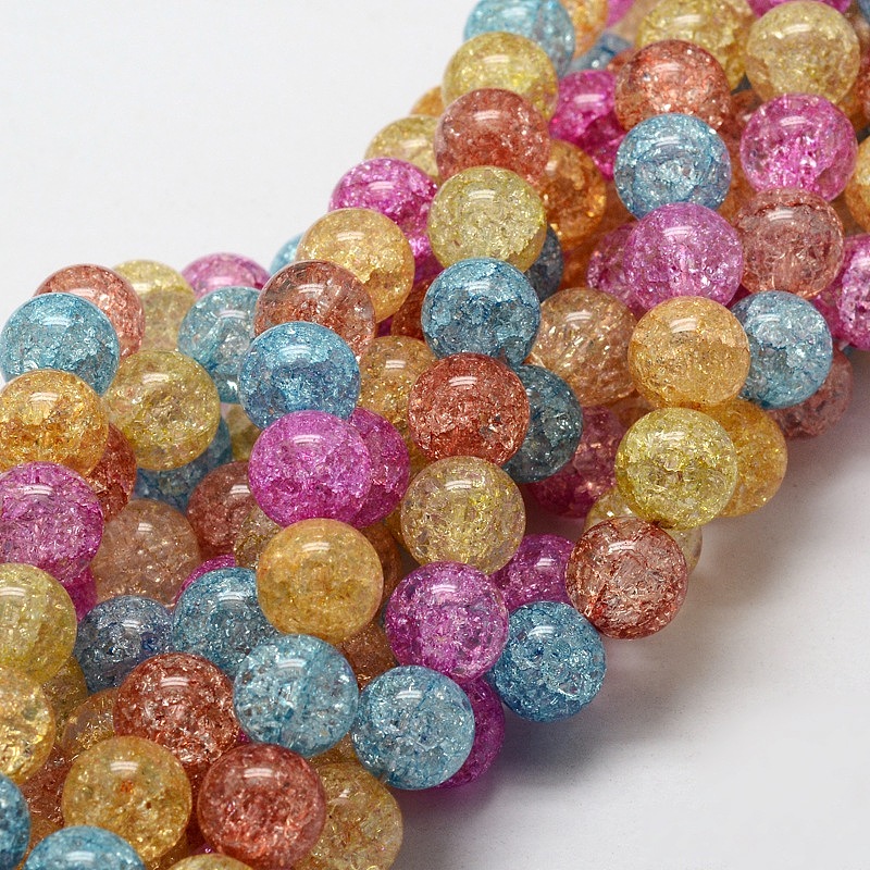 Wholesale Crackle Glass Round Beads Strands - KBeads.com