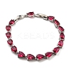 Rack Plating Brass Pave Cubic Zirconia Teardrop Links Bracelets for Women BJEW-H604-01P-06-1