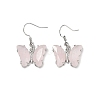 Natural Rose Quartz Brass Dangle Earrings EJEW-M081-01P-02-2