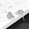 Heart Brass Micro Pave Cubic Zirconia Ear Studs EJEW-D304-35G-1
