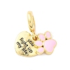Brass Pink Enamel European Dangle Charms KK-F904-16G-1